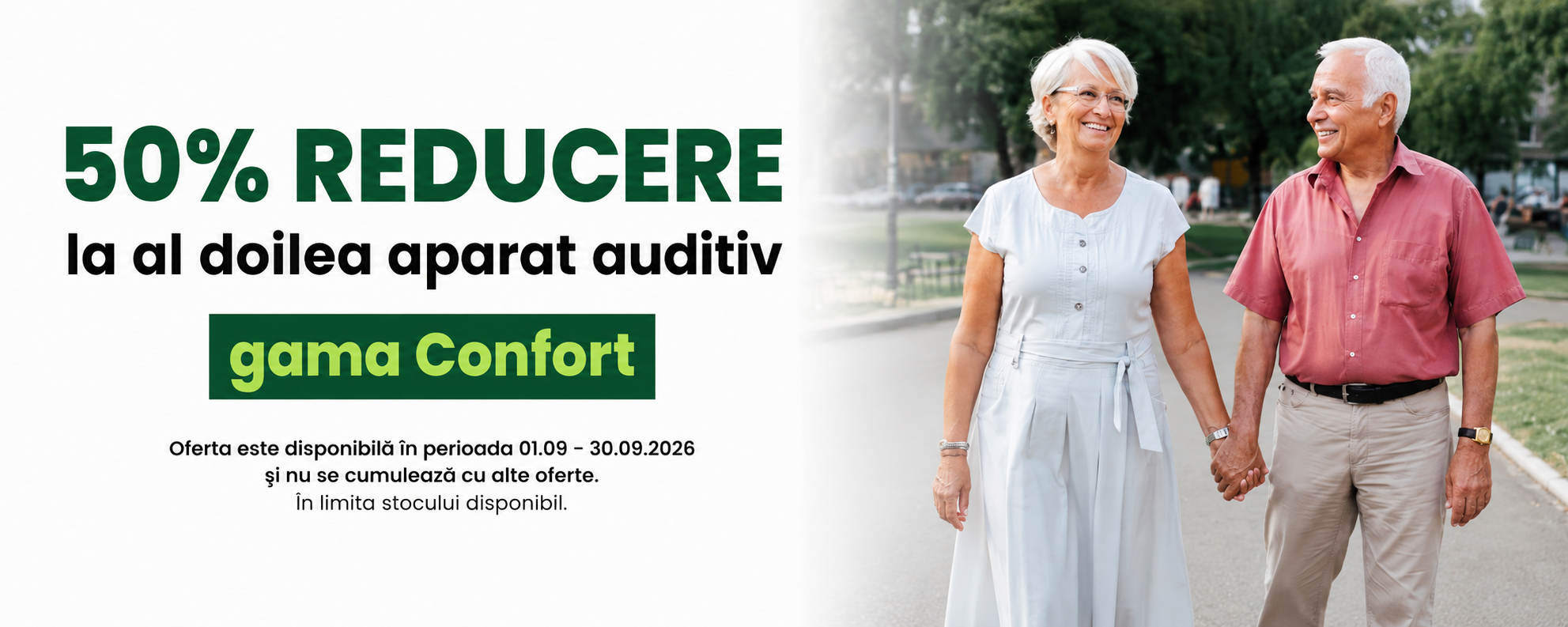 50% reducere la al doilea aparat auditiv, gama Confort