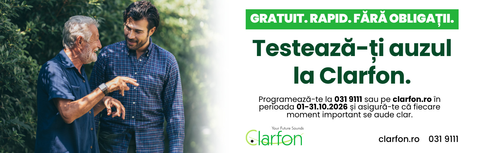 Testează-ți auzul gratuit la Clarfon, 01–31.10.2026